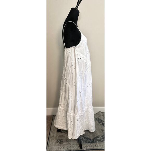 ZARA Women's Cut White Eyelet Floral Embroidered Sleeveless Maxi Dress Size XS - Picture 5 of 6